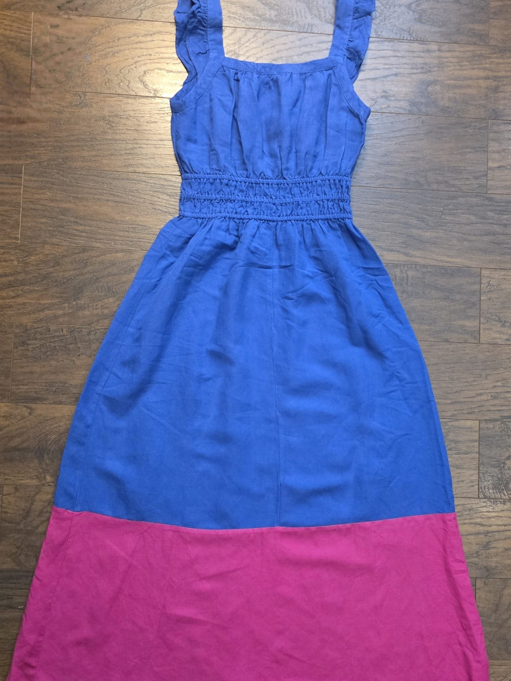 LOFT Blue and Pink Colorblock Midi Dress